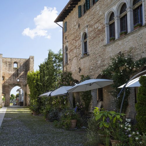Cordovado, Italy. May 31, 2021.  view in the inner courtyard of the castle